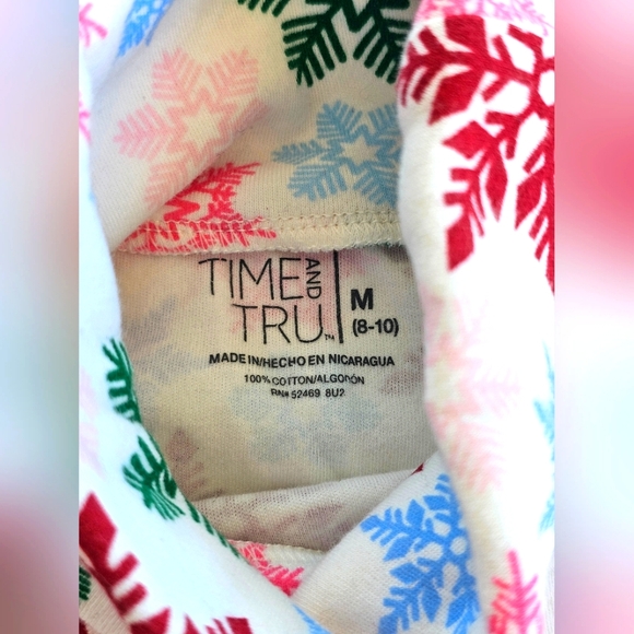 Time & True White & Colorful Christmas Snowflake Turtleneck Longsleeve Top - Picture 9 of 10